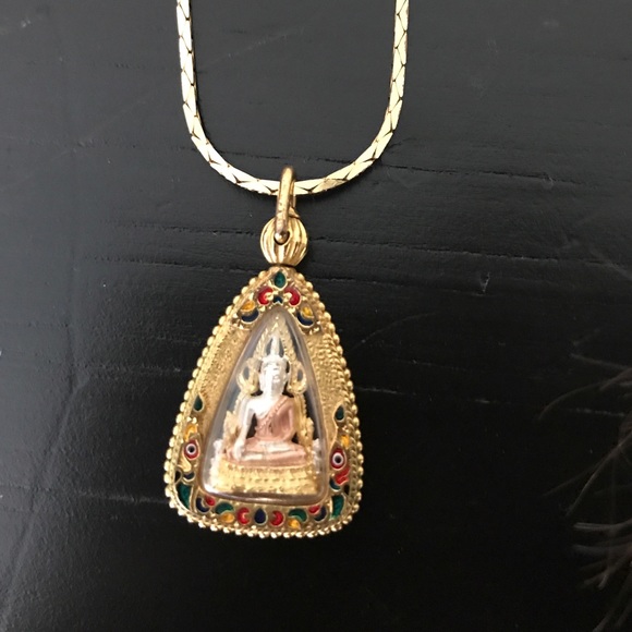 Gold Buddha Pendant with gold chain - Picture 2 of 4